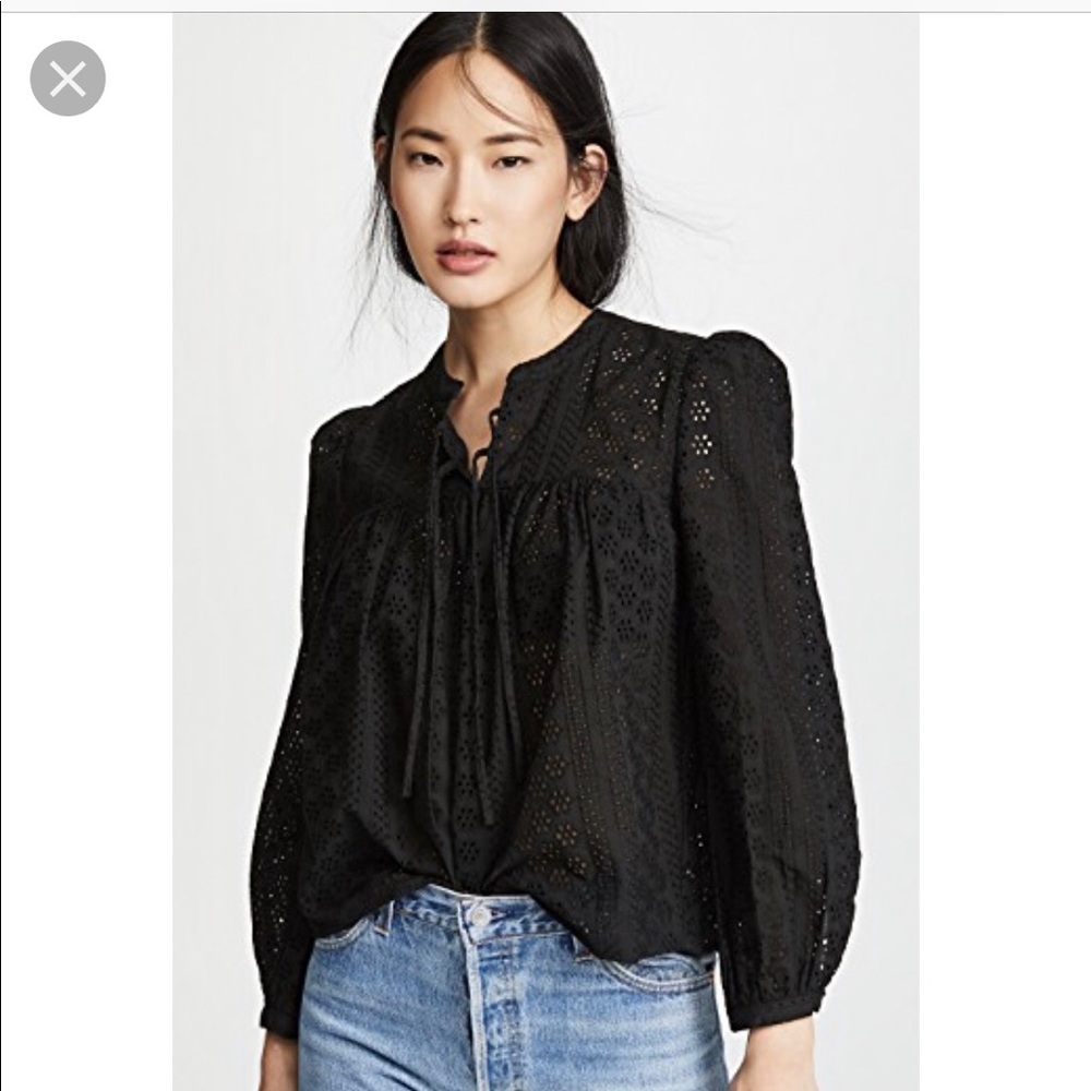 Madewell Eyelet Double Tie Peasant Top Small